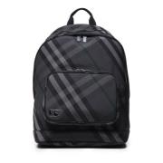 Burberry Svart Vintage Check Nylon Ryggsäck Black, Herr