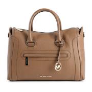 Michael Kors Central Zip Läderhandväska Beige, Dam