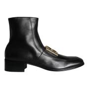 Dolce & Gabbana Svart Lamm Läder Herrkängor Black, Herr