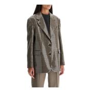 Golden Goose Paljett Hundtandsmönstrad Journey Line Blazer Beige, Dam