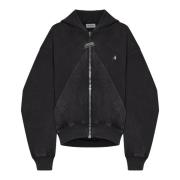 The Attico Snygg Svart Zip-Up Hoodie Sweatshirt Black, Dam