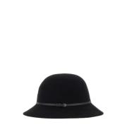 Helen Kaminski Ull Bucket Hat med Läderkant Black, Dam