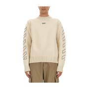 Off White Logo Jersey Regular Fit Made in Italy Beige, Herr