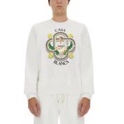 Casablanca Logo Sweatshirt Regular Fit 100% Bomull White, Herr