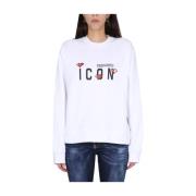 Dsquared2 Spelälskare Sweatshirt med Front Logo White, Dam