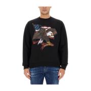 Dsquared2 Cool Fit Bomullsweatshirt Made in Italy Black, Herr