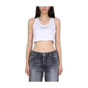 Dsquared2 Logo Crop Top med Tunna Band White, Dam