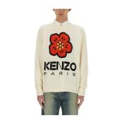 Kenzo Broderad ulltröja med Boke-blomma White, Herr