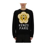 Kenzo Logo Ull Bomull Jersey Regular Fit Black, Herr