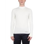 Balmain Ull Jersey med Logo Patch White, Herr