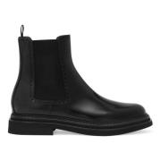 Dolce & Gabbana Svarta platta skor Borstad ankelboot Black, Herr