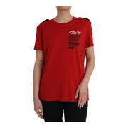 Dolce & Gabbana Röd Grafisk Tryck Bomull T-shirt Red, Dam