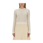 Jil Sander Slim Fit Ulltröja Tillverkad i Italien Beige, Dam