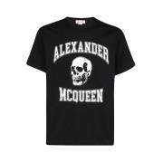 Alexander McQueen Maxi Print Bomull Crew-Neck T-shirt Black, Herr