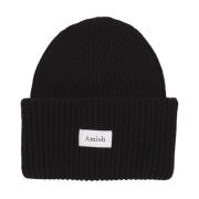 Amish Svart ullblandad beanie mössa Black, Herr