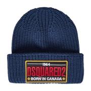 Dsquared2 Blå ullmössa med logopatch Blue, Herr