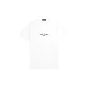 Fred Perry Grafisk Broderad Bomull T-shirt White, Herr