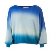 Crush Blå Dip Dye Ballong Sweatshirt Blue, Dam