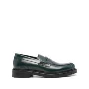 Canali Mörkgröna läderloafers Black, Herr