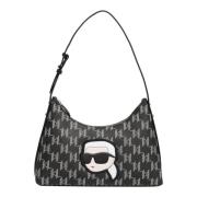 Karl Lagerfeld Monogram Hobo Väska med Logomönster Black, Dam