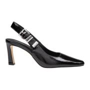 Michael Kors Svart Lackläder Slingback Pumps Black, Dam