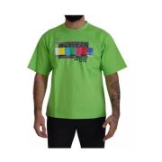 Dolce & Gabbana TV Kanal Tryck Bomull T-shirt Green, Herr