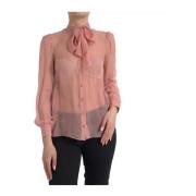 Dolce & Gabbana Silke Ascot Krage Blus Topp Pink, Dam