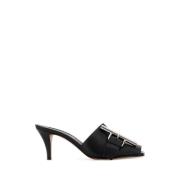 Alexander McQueen Elegant Svarta Lädermules Black, Dam