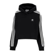 Adidas Svart Cropped Hoodie Plysch Interiör Black, Dam