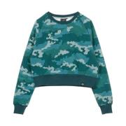 Dolly Noire Camo Green Cropped Crew Neck Sweatshirt Green, Dam