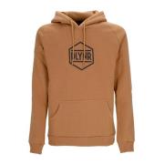 Dolly Noire Khaki Logo Hoodie med Känguruficka Brown, Herr