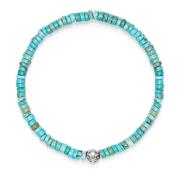 Nialaya Men's Wristband with Turquoise Heishi Beads Gray, Herr