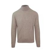 Malo Kashmirull Ribbstickad Turtlenecktröja Beige, Dam