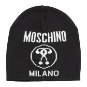 Moschino Logo Detalj Double Question Mark Beanie Black, Herr