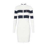 Tommy Hilfiger Elegant Stickad Klänning med Ribbad Textur White, Dam