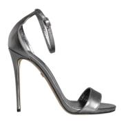 Dolce & Gabbana Silver Ankelrem Häl Sandaler Gray, Dam