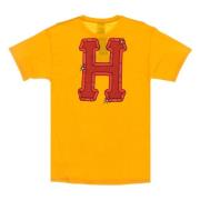 HUF Guld Herr Tee med Logo Print Yellow, Herr