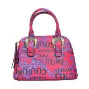 Versace Jeans Couture Fuchsia Logo Print Handväska med Avtagbar Rem Pi...