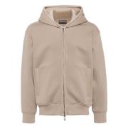 Emporio Armani Blandad Bomull Zip-through Hoodie Beige, Herr