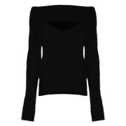 Kocca Mohair Ull Cut-Out Halsring Jumper Black, Dam