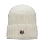 Moncler Vit Stickad Logotyp Patch Ull Mössa White, Dam