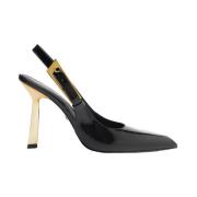 Schutz Metalliska Hälade Slingback Skor Black, Dam