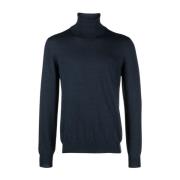 Barba Italiensk Ull Rollneck Tröja Blue, Herr