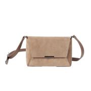 Brunello Cucinelli Beige Läder Crossbody-väska med Viktlock Brown, Dam