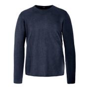 BomBoogie Crew Neck Stickad Tröja med Rullad Kant Blue, Herr