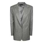 Andamane Oversized Melange Lana Blazer Gray, Dam