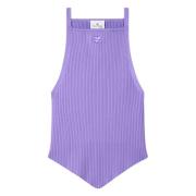 Courrèges Ribbstickad Pointy Tank Top Purple, Dam