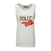 Dolce & Gabbana Bomull Logo Print Linne White, Dam