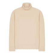 Laneus Turtleneck Sweater With Wool Breakages Beige, Herr