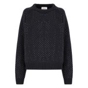 Laneus Hotfix Crystal Crewneck Sweater Blue, Dam